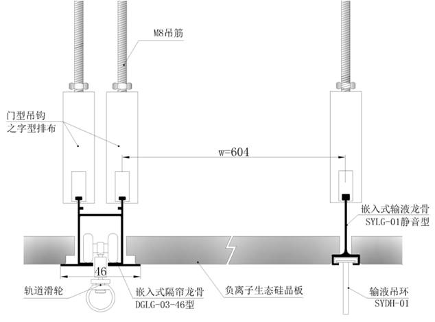 硅晶板与隔帘龙骨组合示意图4